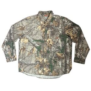 Under Armour Shirt Mens 2XL Camo Button Up Long Sleeve Realtree Xtra Hunting